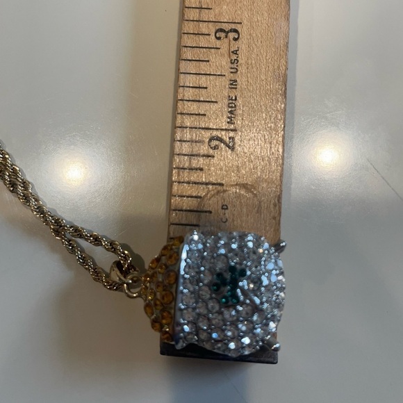 Killarney Rhinestone Pot of Gold Pendant & 33" Citations Rope Chain Vintage - Picture 7 of 10